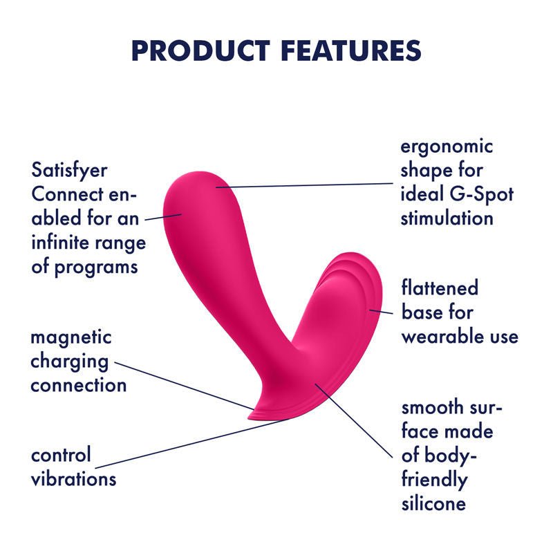 Satisfyer - top secret - app controlled g-spot vibrator - Product side view, with specifications  | Flirtybay.com.au