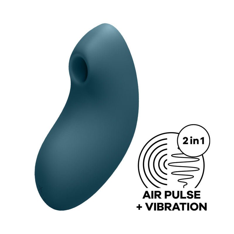 Satisfyer - vulva lover 2 -  clitoral suction stimulator - Product side view, show air pulse vibrations  | Flirtybay.com.au