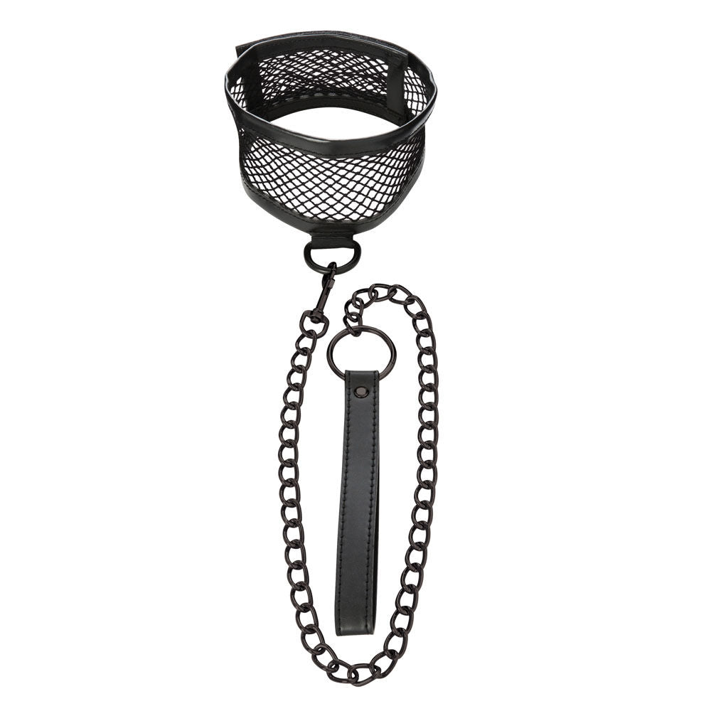 Sex & mischief - fishnet collar and leash - Product front view  | Flirtybay.com.au