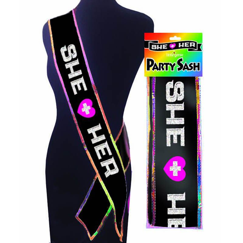 She + her party sash - Product front view  | Flirtybay.com.au