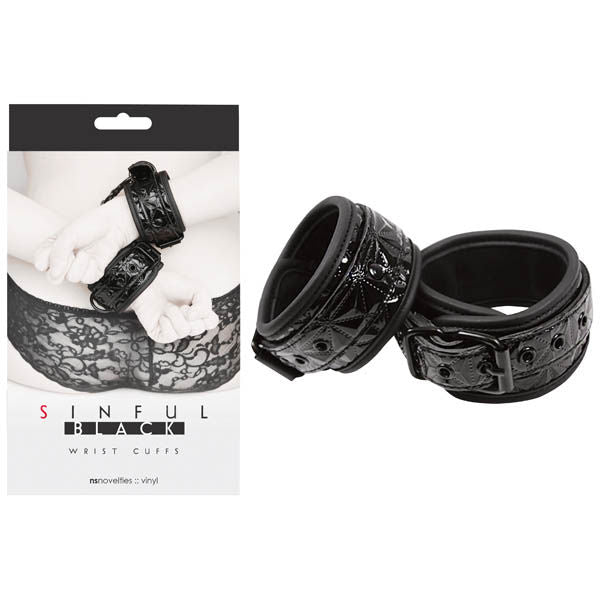 Sinful - wrist cuffs - Product front view and box front view | Flirtybay.com.au