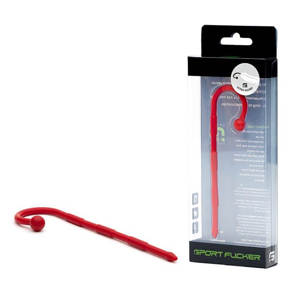 Sport fucker - ultra urethral sound - red, Product front view and box front view | Flirtybay.com.au