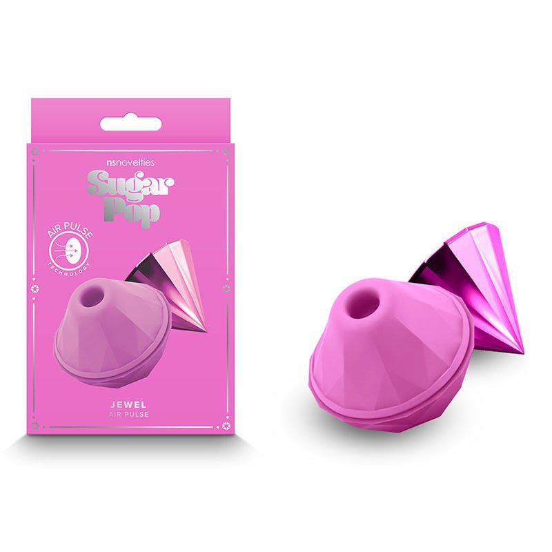 Sugar pop - jewel - air pulse clitoral vibrator - Product front view and box front view | Flirtybay.com.au