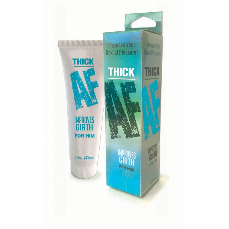 Thick af - improves girth - penis cream - Product front view and box front view | Flirtybay.com.au