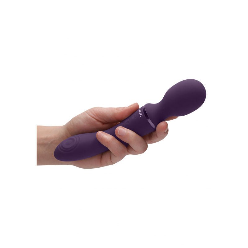 Vive - enora - vibrating wand - Product side view, in a hand  | Flirtybay.com.au