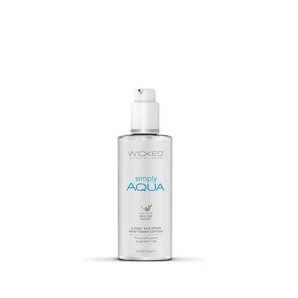 Wicked - simply aqua - water-based lubricant 70ml - Product front view  | Flirtybay.com.au