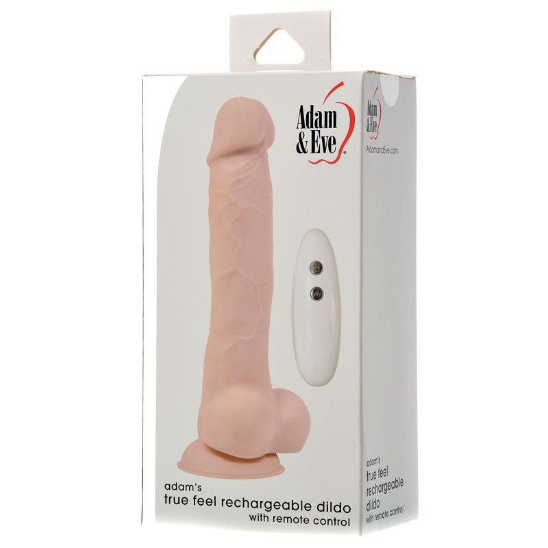 Adam & eve adam's true feel vibrating dildo 7" -  box side view | Flirtybay Adult Shop Australia Lingerie Shop