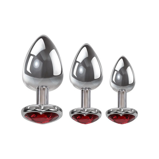 Adam & eve - three hearts gem anal plug set - Product front view  | Flirtybay