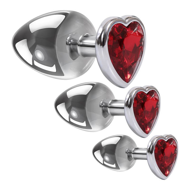 Adam & eve - three hearts gem anal plug set - Product side view  | Flirtybay