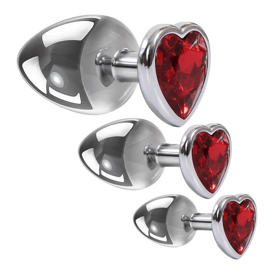 Adam & eve - three hearts gem anal plug set - Product side view  | Flirtybay