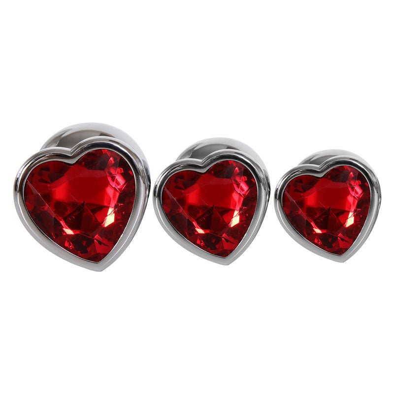 Adam & eve - three hearts gem anal plug set - Product top view  | Flirtybay