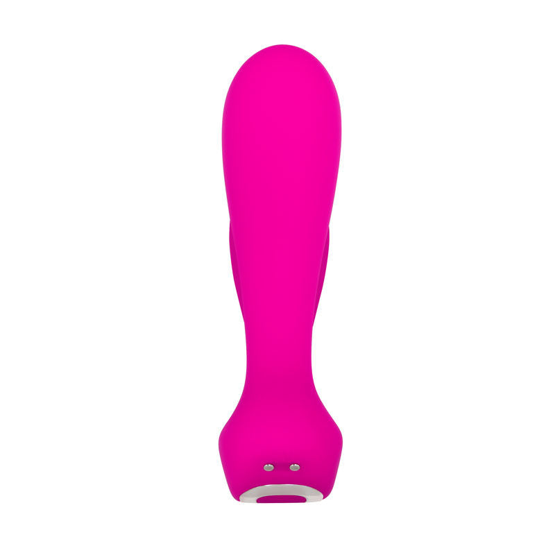 Adam & Eve Toys, Rechargeable Pink Dual Entry Vibe - Vibrator front view on a white background | Flirty Bay Adutl Store and female sex toys in Perth Australia