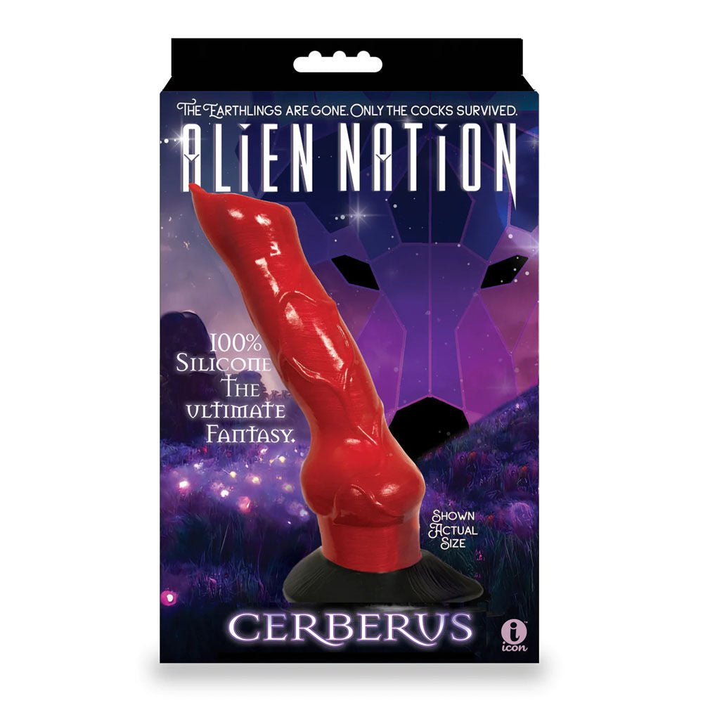Alien nation - cerberus - suction dildo 8" -  box front view | Flirtybay