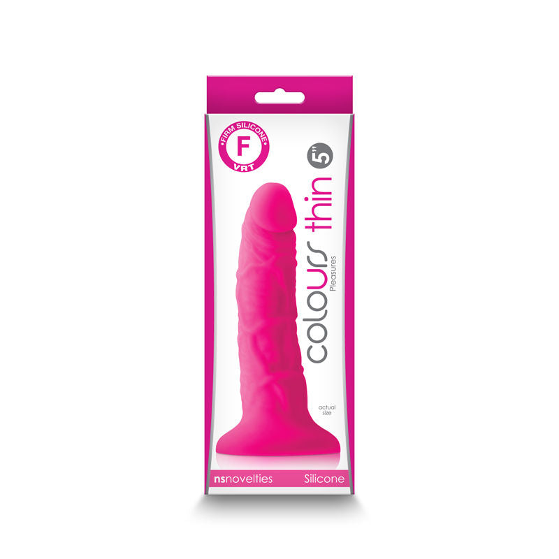 Colours pleasures - thin 5'' dildo pink-  box front view | Flirtybay Adult Shop Australia Lingerie Shop