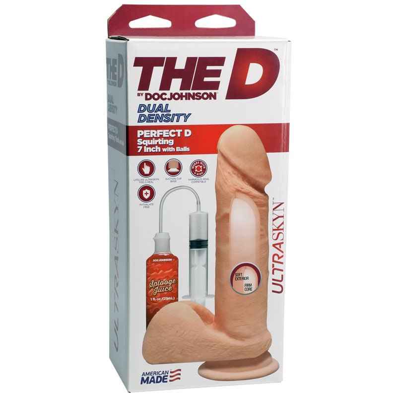 Doc Johnson - The D Perfect Squirting  Dildo 7'' with Balls