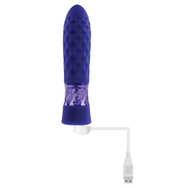 Evolved - raver - bullet vibrator - Product front view, focus on charger  | Flirtybay