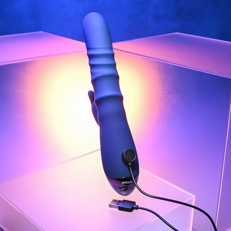 Evolved - the ringer - thrusting rabbit vibrator - Product back view  | Flirtybay