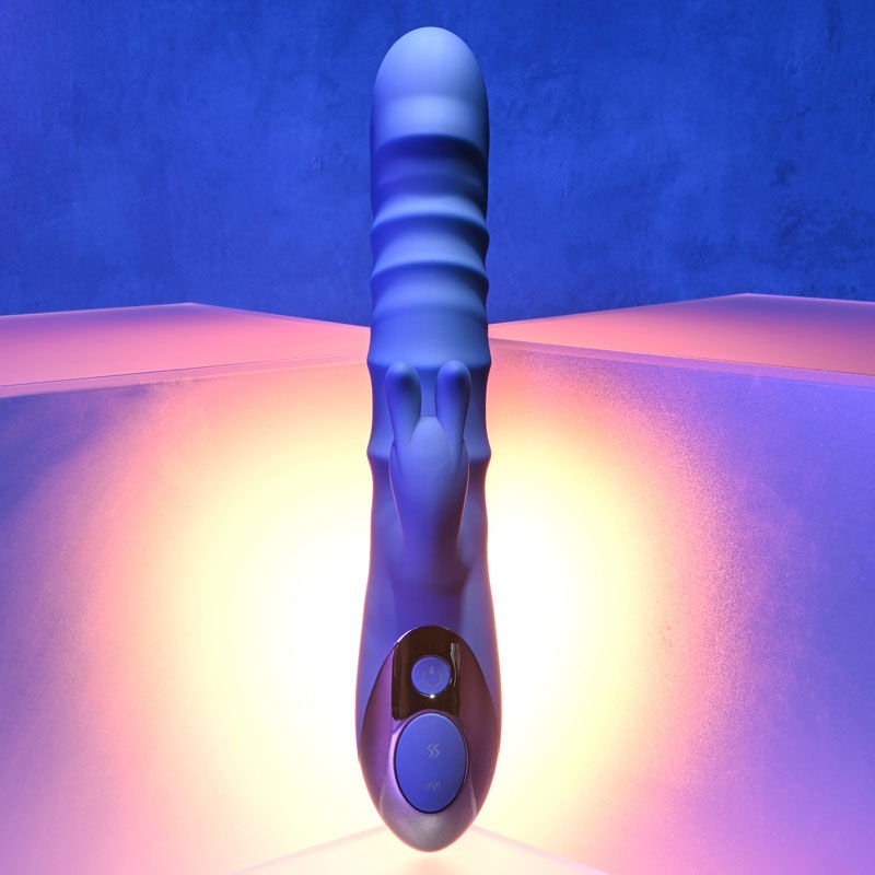 Evolved - the ringer - thrusting rabbit vibrator - Product front view  | Flirtybay