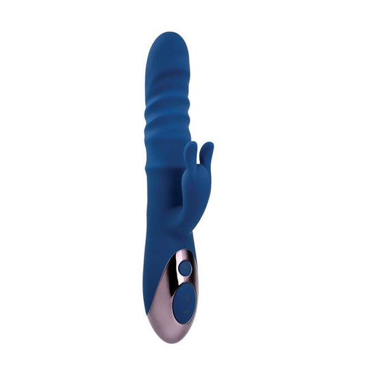 Evolved - the ringer - thrusting rabbit vibrator - Product side view  | Flirtybay
