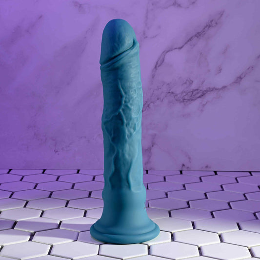Evolved - tsunami - controlled vibrating dildo Blue - Product side view  | Flirtybay Adult Shop Australia Lingerie Shop