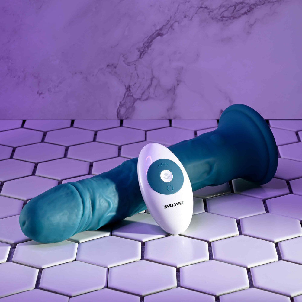Evolved - tsunami - controlled vibrating dildo Blue - Product top view  | Flirtybay Adult Shop Australia Lingerie Shop