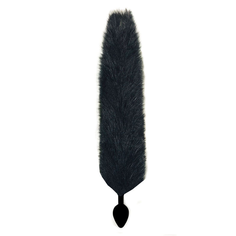 Foxy Fox Tail Silicone Butt Plug Black Front View| Flirtybay.com.au