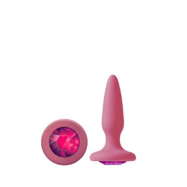 Glams - mini pink beginner silicone butt plug - Product front view  | Flirtybay