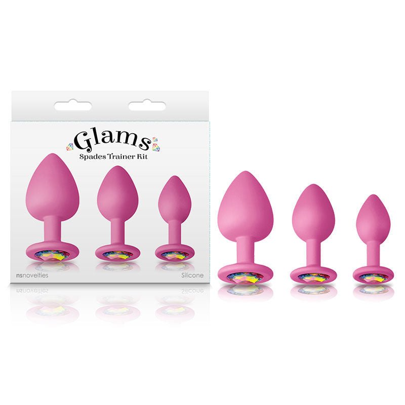Glams - spades trainer anal plug kit - Product front view and box front view | Flirtybay
