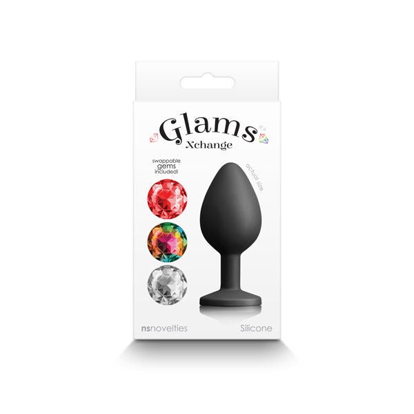 Glams - xchange round - silicone anal plug - medium-size,  box front view | Flirtybay.com.au