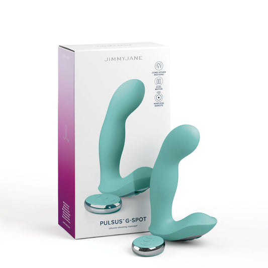 Jimmyjane pulsus g-spot vibrator - Product side view and box side view | Flirtybay Adult Shop Australia Lingerie Shop