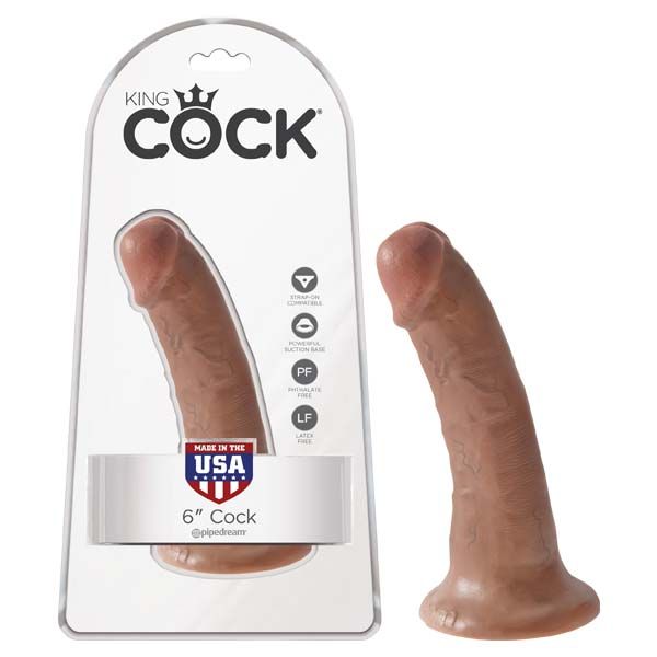 King Cock 6" dildo, flesh, box view | Flirtybay.com.au