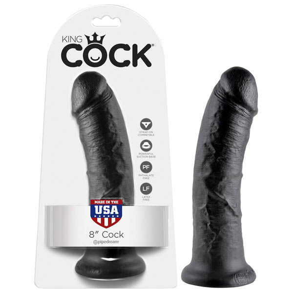 King Cock 8 inches dildo, black, box view | Flirtybay.com.au