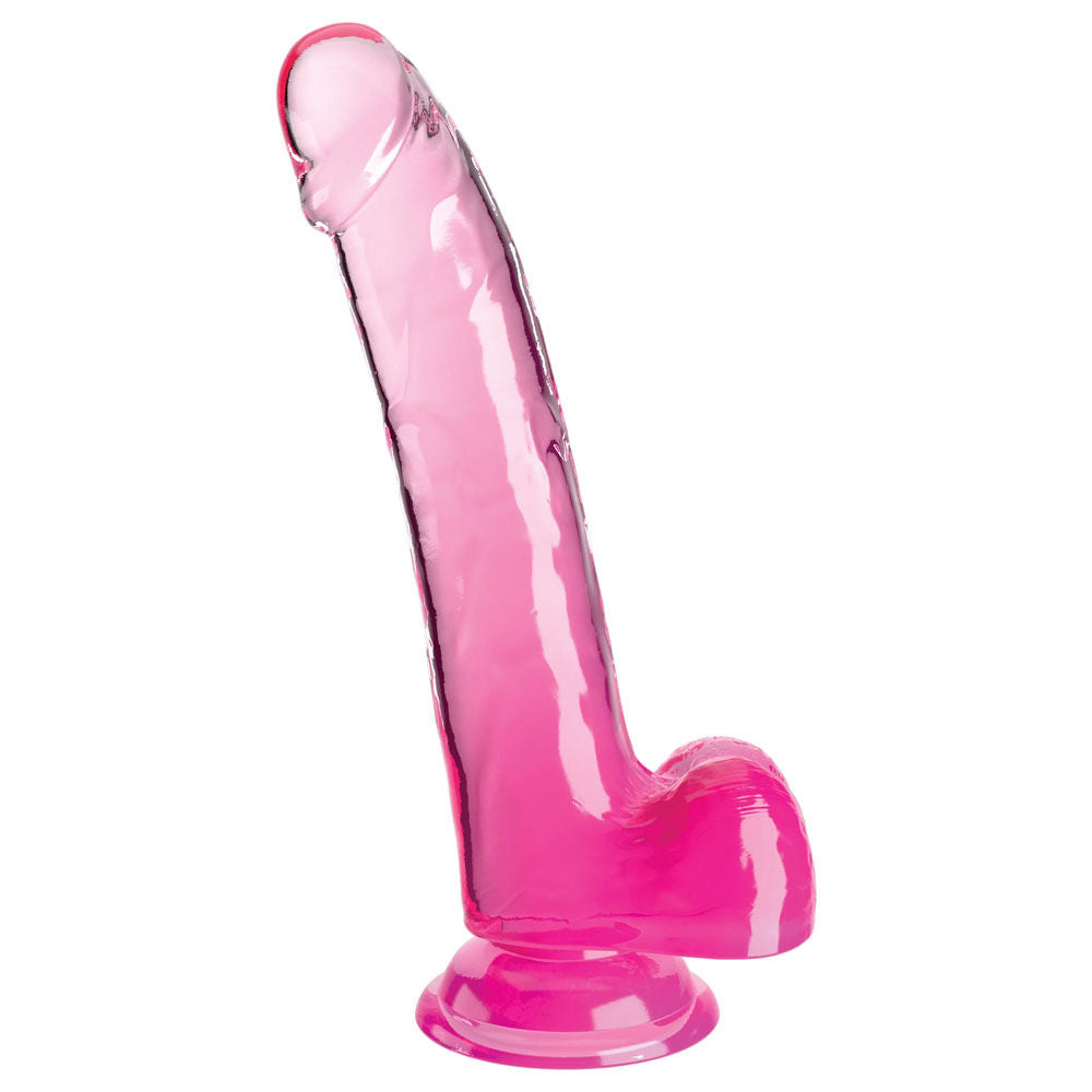King cock  9'' pink dildo with balls - Product side view  | Flirtybay-adult-store-australia