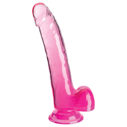 King cock  9'' pink dildo with balls - Product side view  | Flirtybay-adult-store-australia