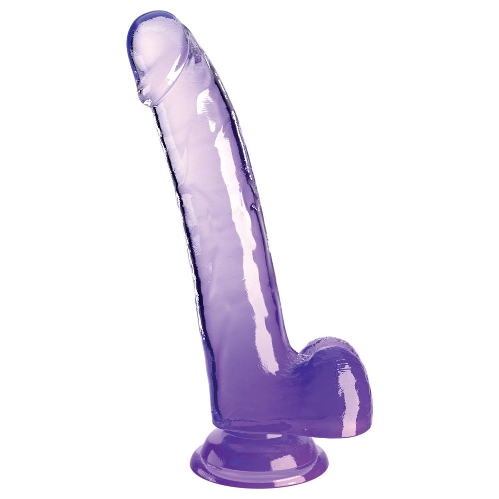 King cock  9'' purple dildo with balls - Product side view  | Flirtybay-adult-store-australia