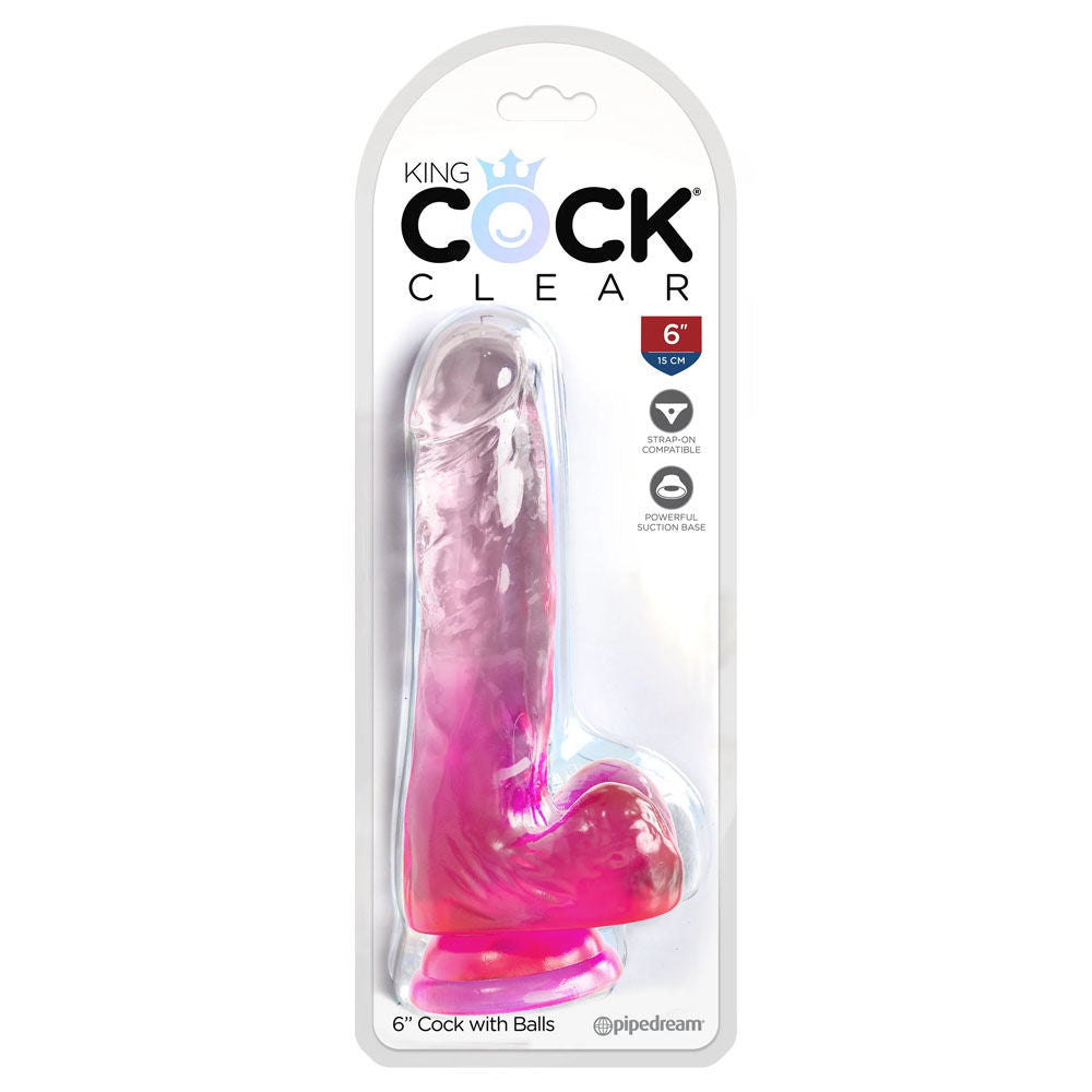 King cock clear 6'' jelly dildo -  Pink-box front view | Flirtybay Adult Shop Australia Lingerie Shop