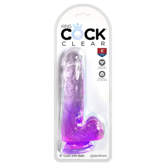 King cock clear 6'' jelly dildo -  Purple-box front view | Flirtybay Adult Shop Australia Lingerie Shop