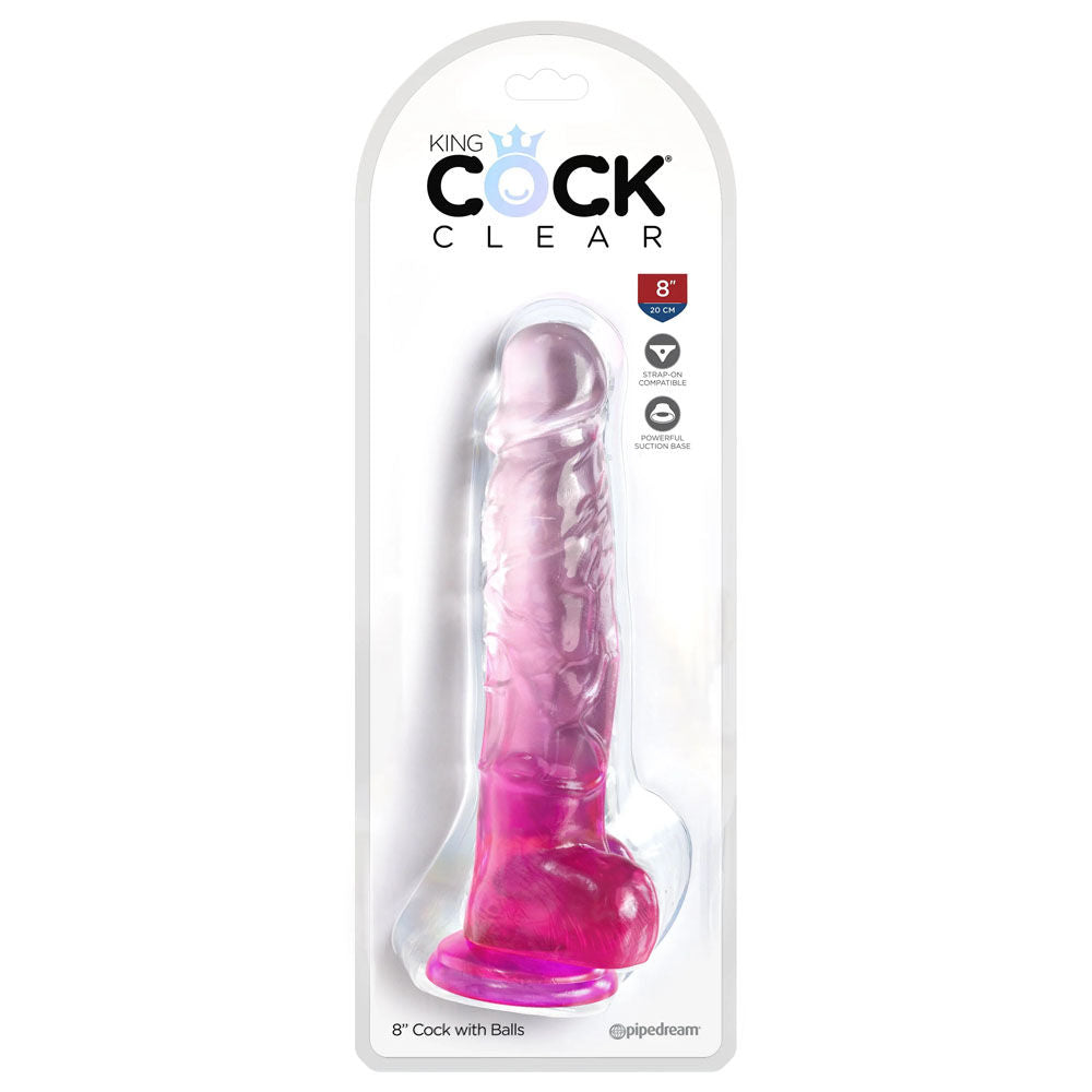 King cock clear 8'' -  box front view | Flirtybay Adult Shop Australia Lingerie Shop