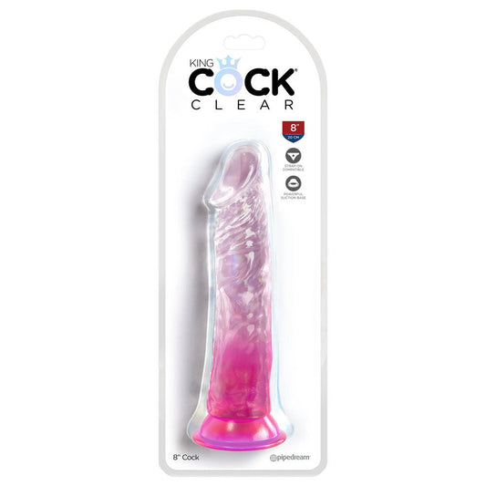 King cock clear 8'' jelly dildo -  Pink-box front view | Flirtybay Adult Shop Australia Lingerie Shop