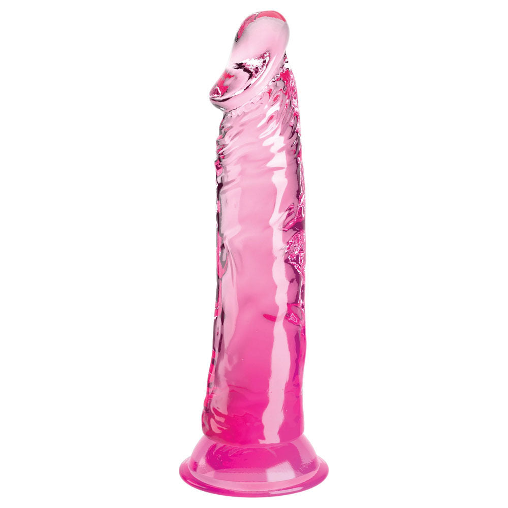 King cock clear 8'' jelly dildo - Pink-Product front view  | Flirtybay Adult Shop Australia Lingerie Shop