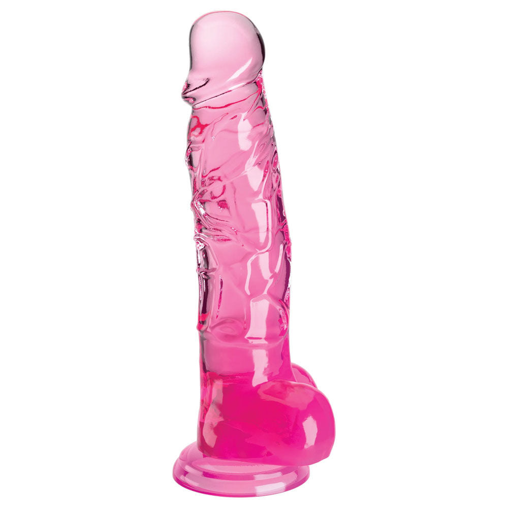 King cock clear 8'' pink - Product side view  | Flirtybay Adult Shop Australia Lingerie Shop
