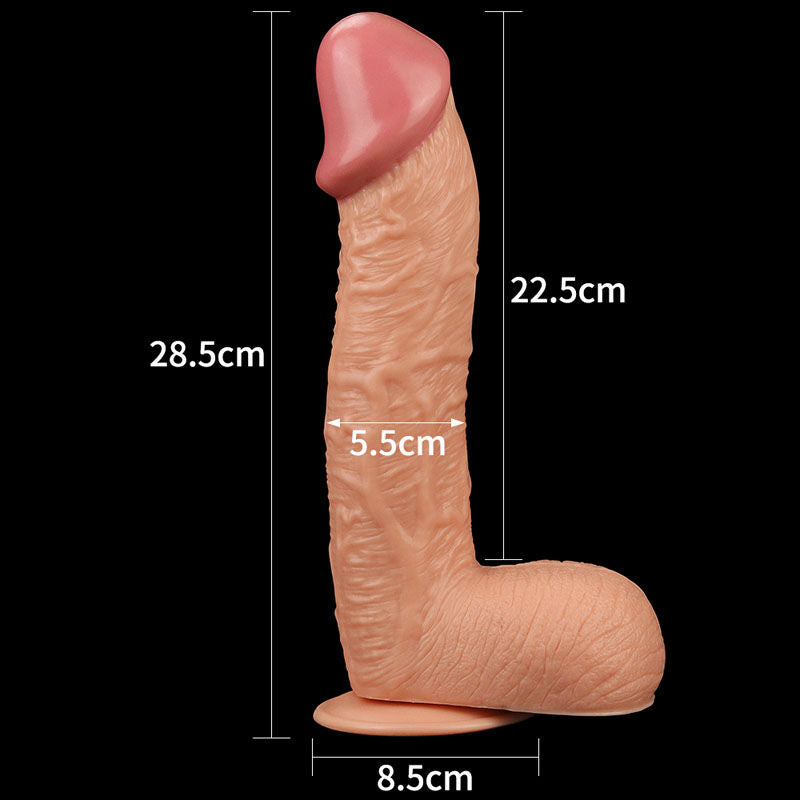 King size 10.5'' realistic large dildo with dimensions - Product side view  | Flirtybay Adult Shop Australia Lingerie Shop
