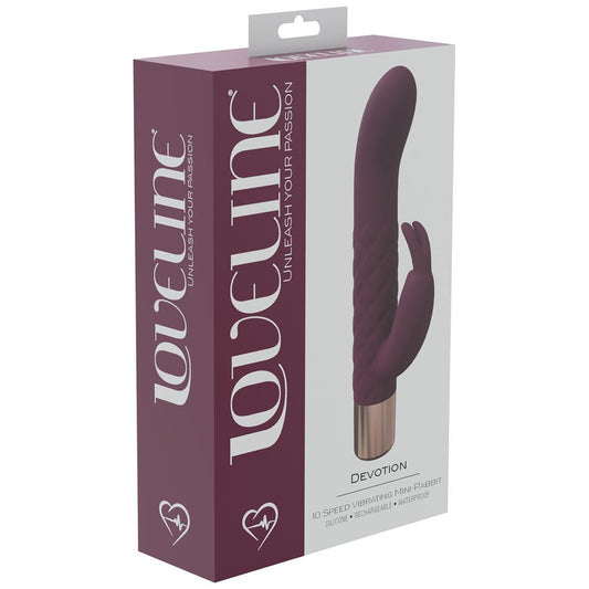 Loveline devotion - burgundy - rabbit vibrator -  box side view | Flirtybay.com.au