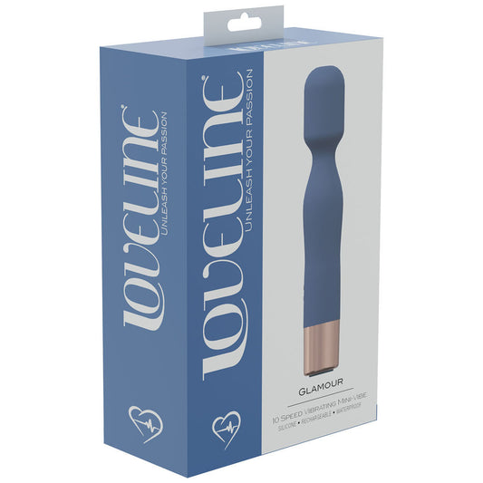 Loveline glamour - blue - vibrating wand - clitoral stimulator -  box side view | Flirtybay