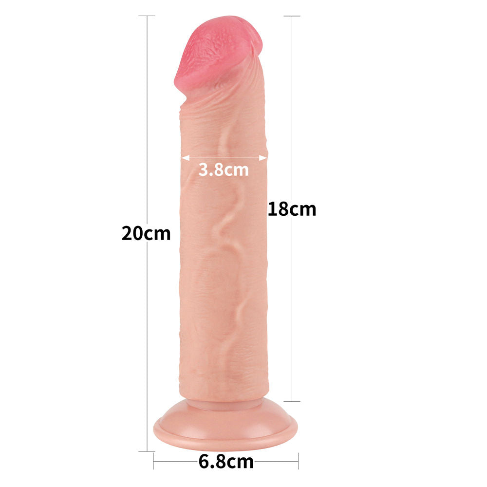 Lovetoy - Sliding Skin Dual Layer Dildo 8", with measurements | Flirtybay Online Adult Store, adult toys and lingerie