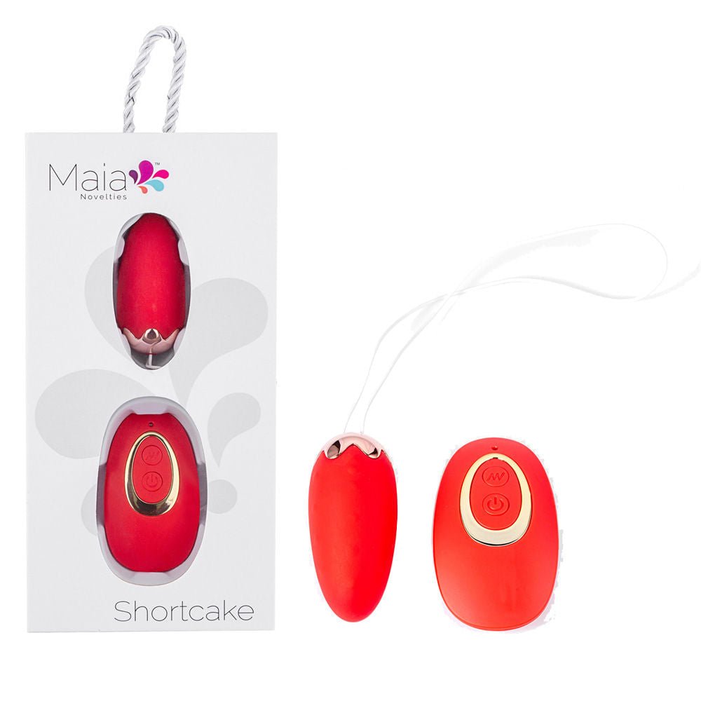 Maia shortcake - vibrating egg - Product front view and box front view | Flirtybay