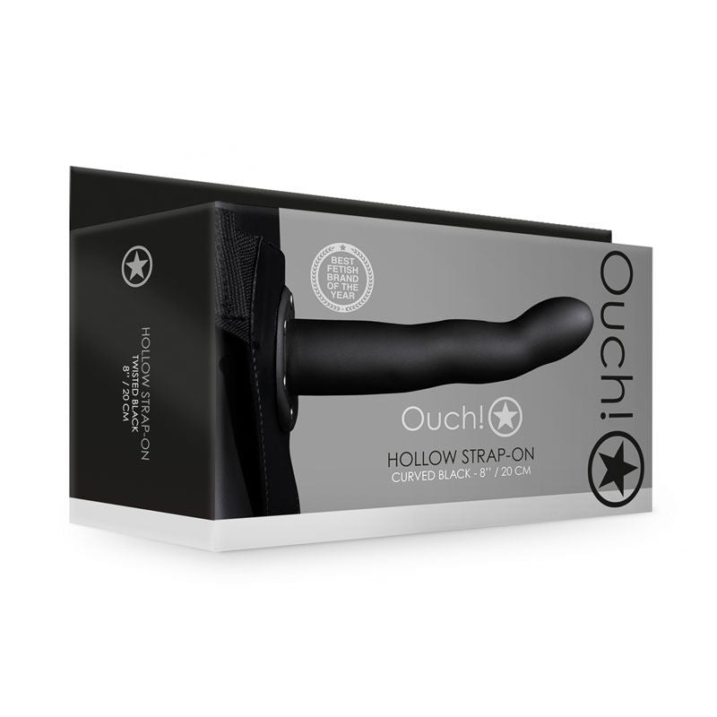 OUCH! Curved Grey Hollow Strap-on - 8"