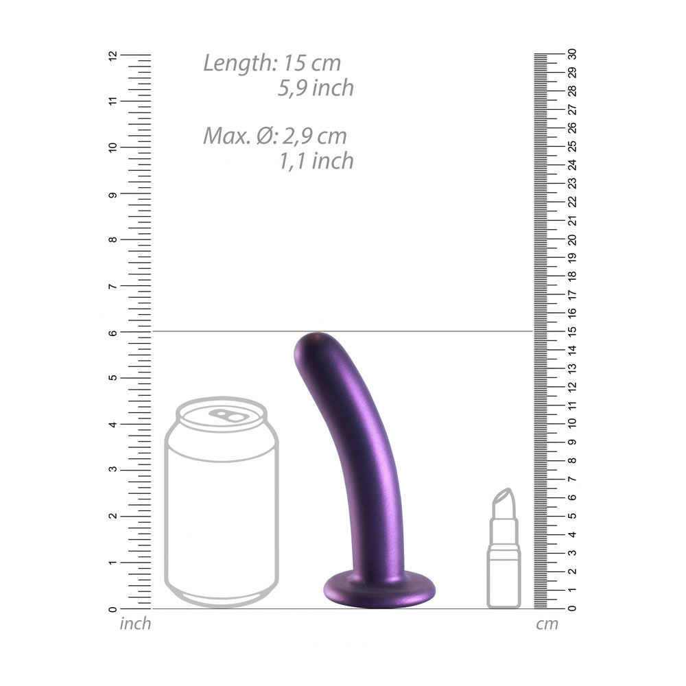 Ouch! smooth silicone g-spot dildo - 6'' - Product side view, with dimensions  | Flirtybay