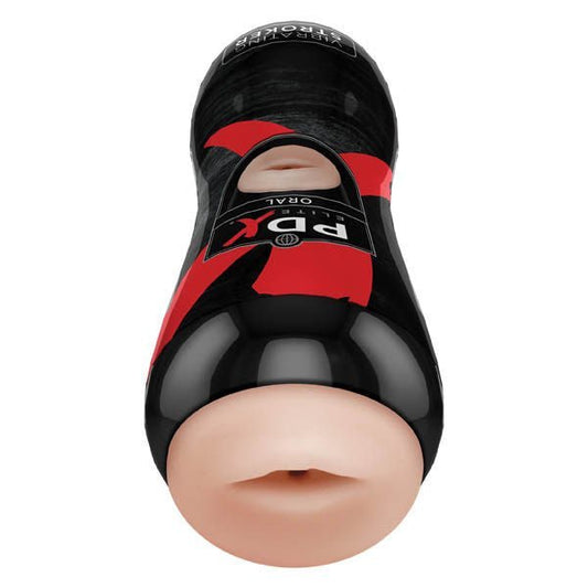 Pdx - extreme toyz elite vibrating stroker oral - Product front view  | Flirtybay.com.au