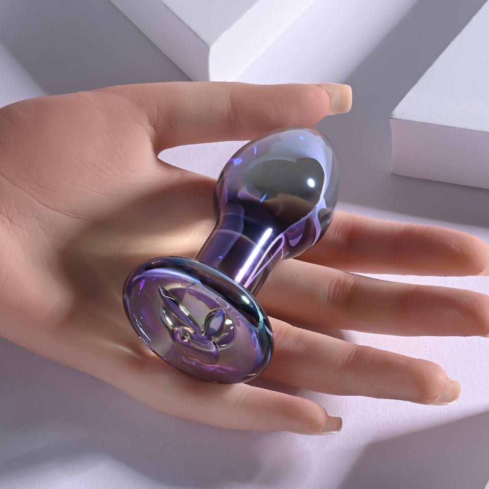 Playboy pleasure - jewels butt plug - Product top view, in a hand  | Flirtybay